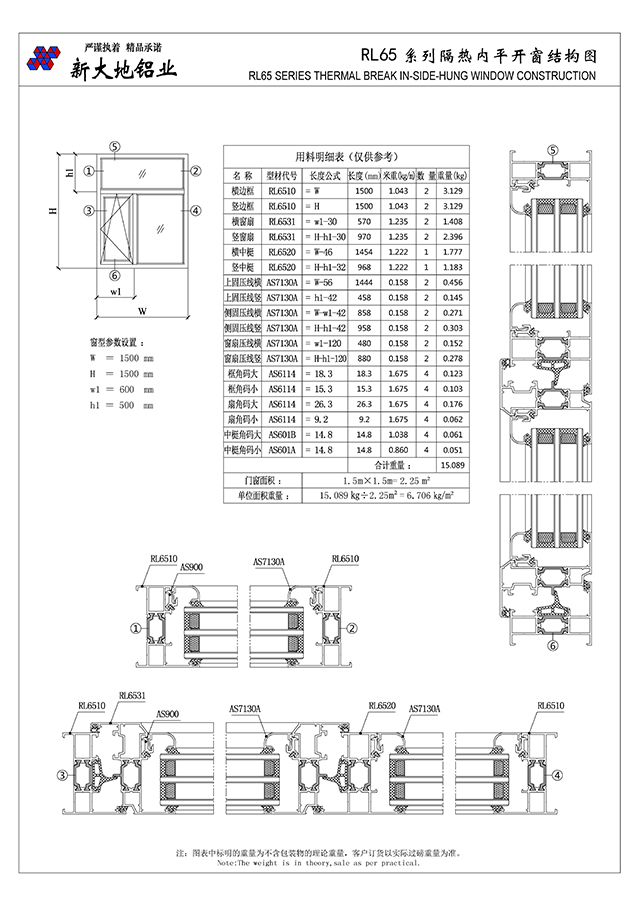 RL65系列隔熱平開(kāi)門窗